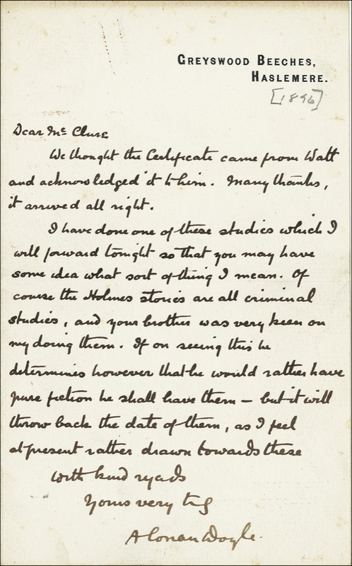 Lot 576 Arthur Conan Doyle