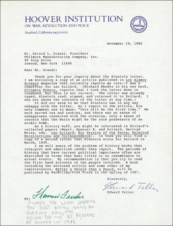 Lot 376 Edward Teller and Thomas Ferebee