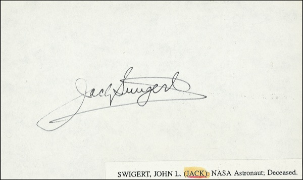 Lot 533 Jack Swigert