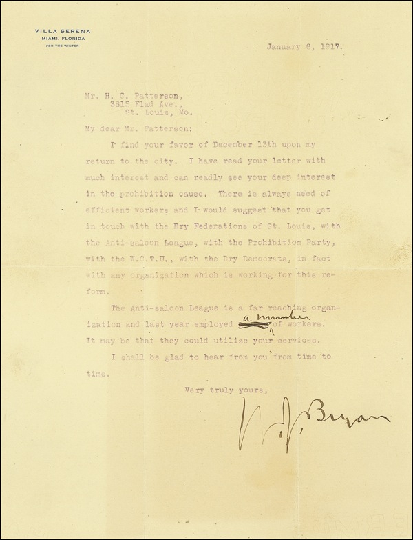 Lot 219 William Jennings Bryan