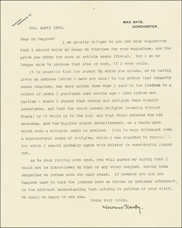 Lot 584 Thomas Hardy