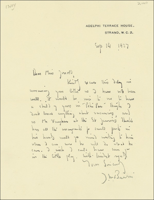 Lot 553 James M. Barrie