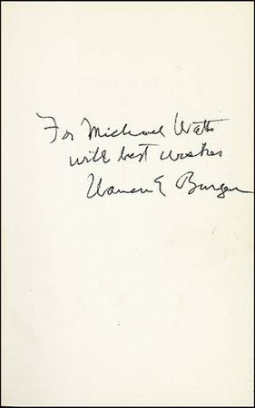 Lot #367 Supreme Court: Burger, Warren - Image 1