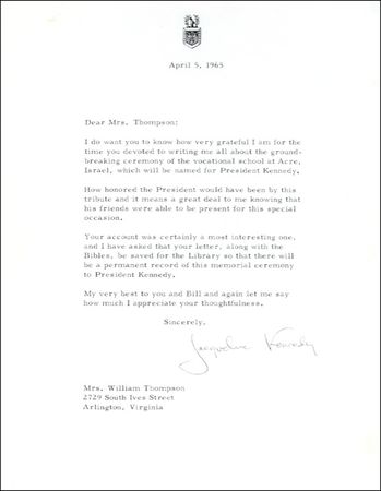 Lot #102 Jacqueline Kennedy - Image 1