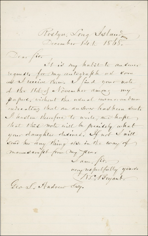 Lot 490 William Cullen Bryant