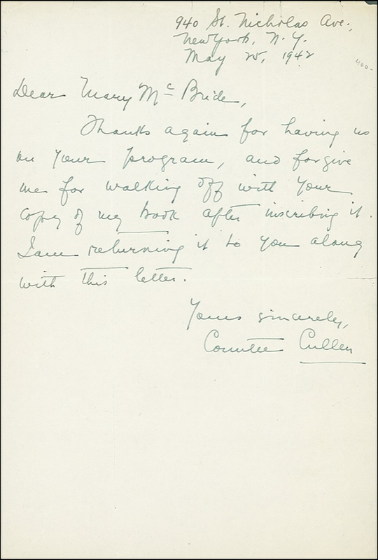 Lot 501 Countee Cullen
