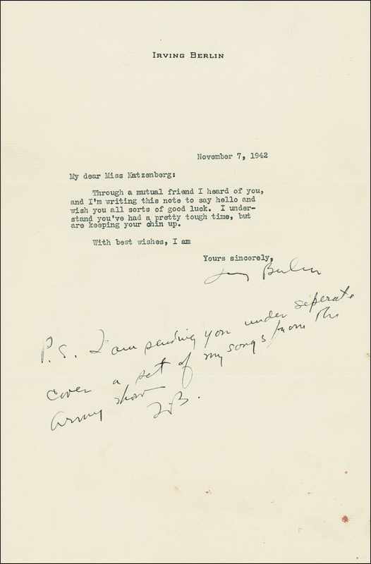 Lot 704 Irving Berlin