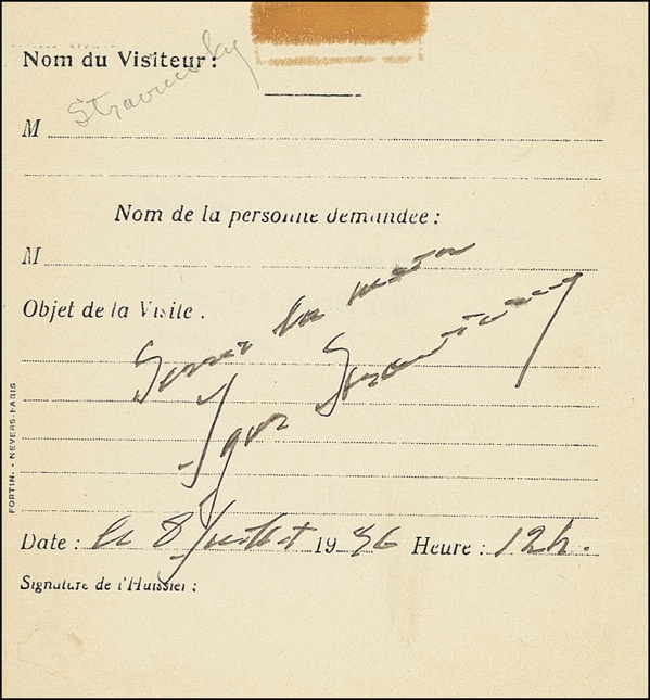 Lot 889 Igor Stravinsky