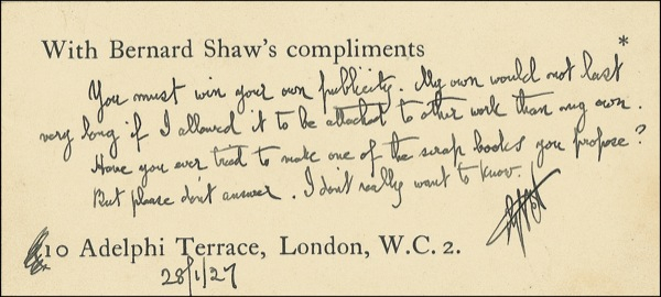 Lot 582 George Bernard Shaw