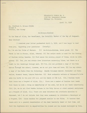 Lot #291 Elijah Muhammad - Image 2