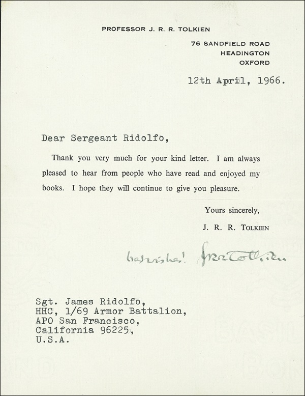 Lot 564 J. R. R. Tolkien