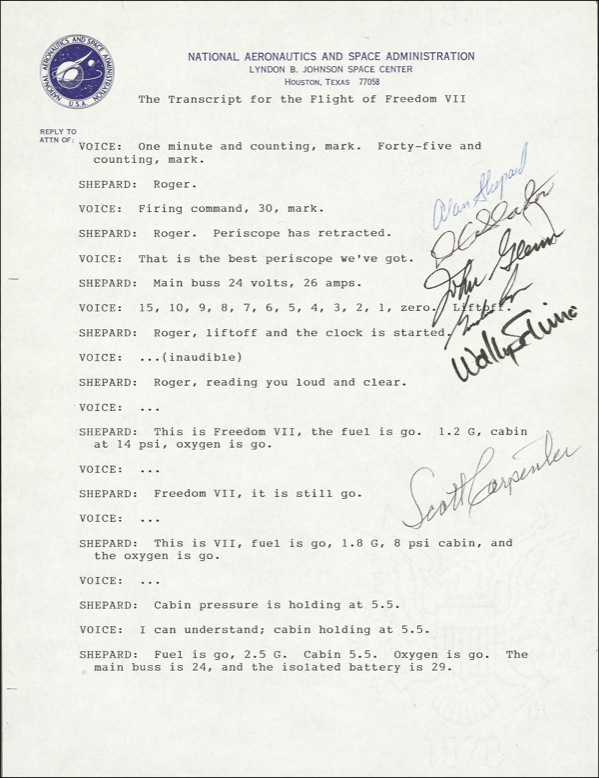 Lot 458 Mercury Astronauts