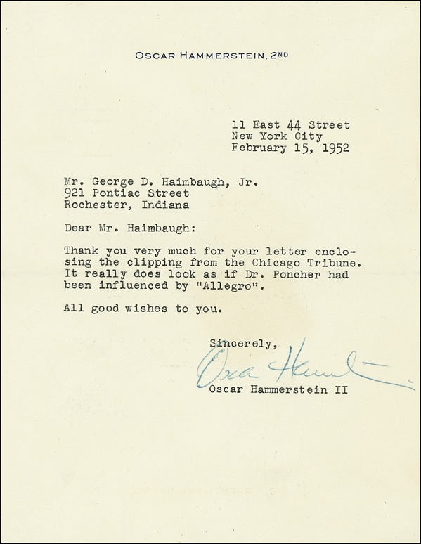 Lot 703 Oscar Hammerstein II