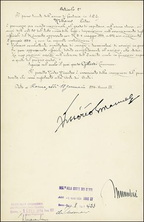 Lot #275 Benito Mussolini and Vittorio Emanuele III - Image 1