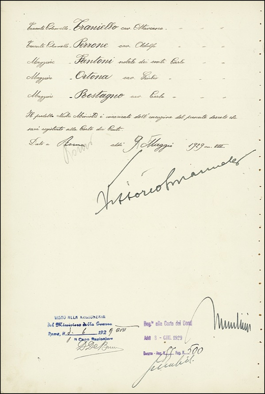 Lot 187 Benito Mussolini and Vittorio Emanuele III