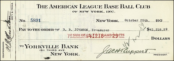 Lot 1450 Jacob Ruppert and T. L. Huston