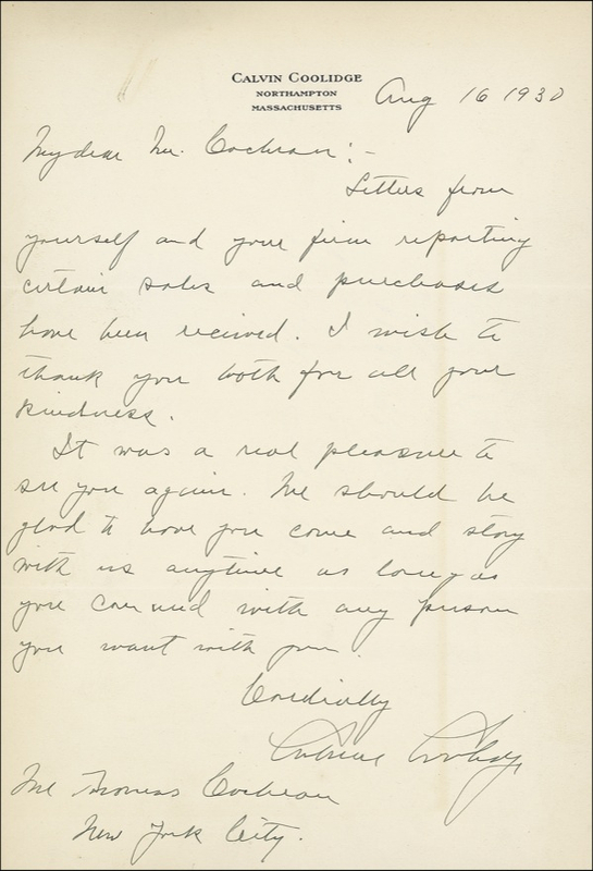 Lot 17 Calvin Coolidge