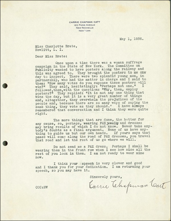 Lot 108 Carrie Chapman Catt