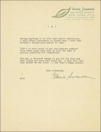 Lot #1052 Gloria Swanson - Image 1