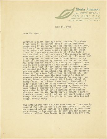 Lot #1052 Gloria Swanson - Image 2