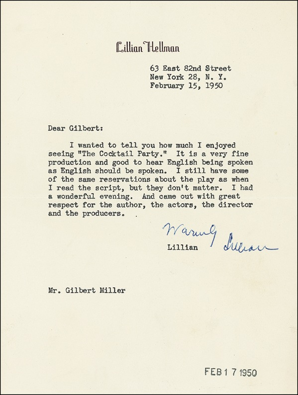 Lot 477 Lillian Hellman