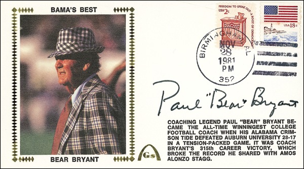 Lot 1278 Paul “Bear” Bryant