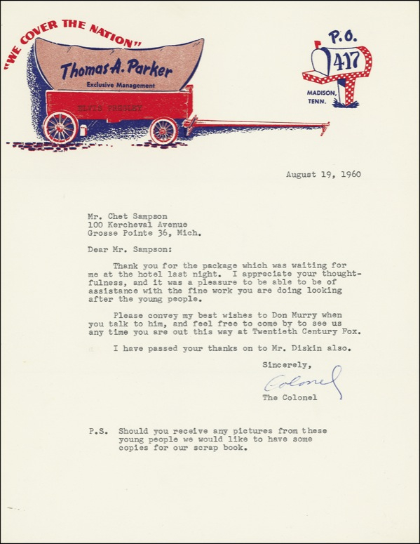 Lot 734 Elvis Presley: Parker, Colonel Tom