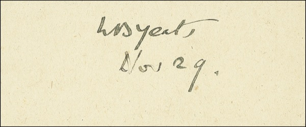 Lot 552 William Butler Yeats