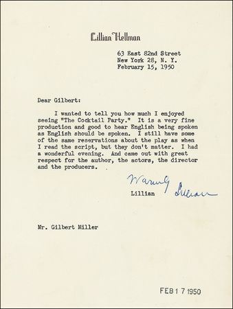 Lot #477 Lillian Hellman - Image 1