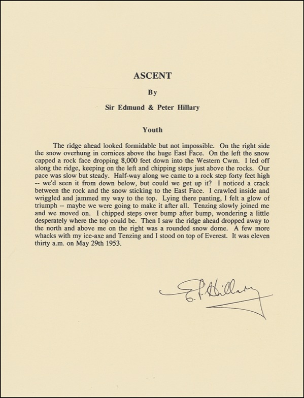 Lot 231 Edmund Hillary