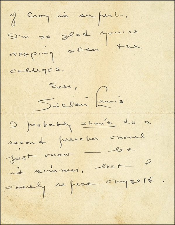 Lot 437 Sinclair Lewis