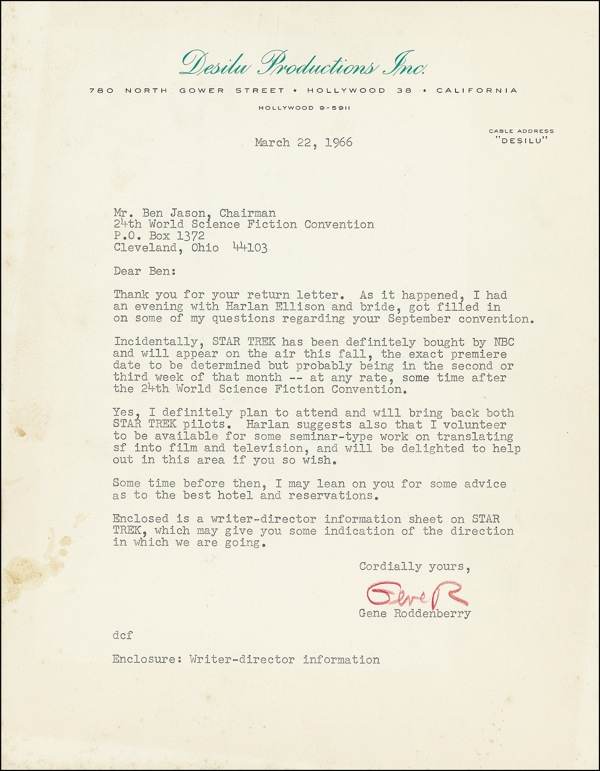 Lot 1040 Star Trek: Gene Roddenberry