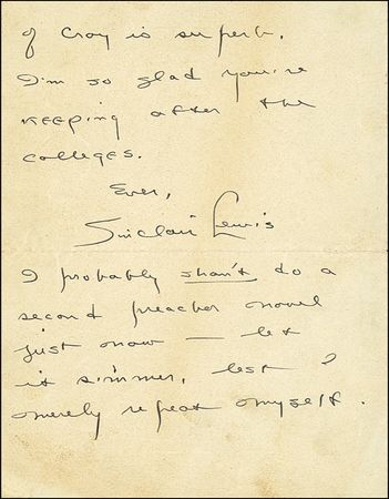 Lot #437 Sinclair Lewis - Image 1