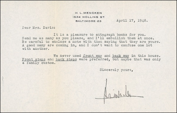 Lot 658 H. L. Mencken