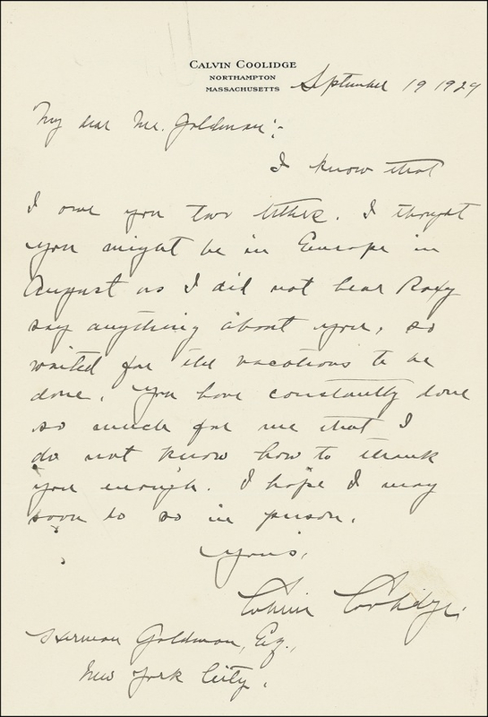 Lot 37 Calvin Coolidge