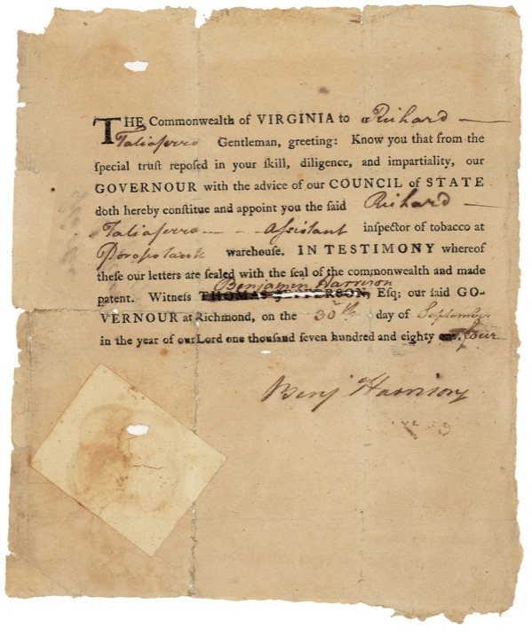 Lot 250 Declaration of Independence: Harrison, Benjamin