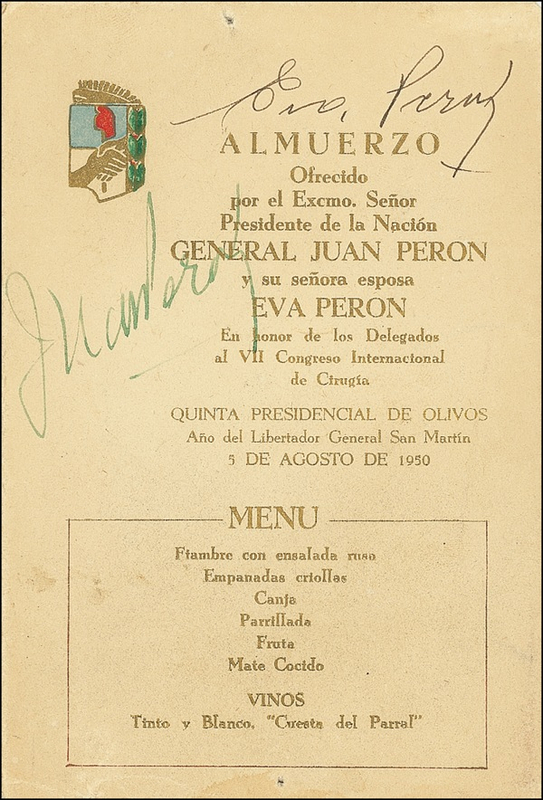 Lot 354 Juan and Eva Peron