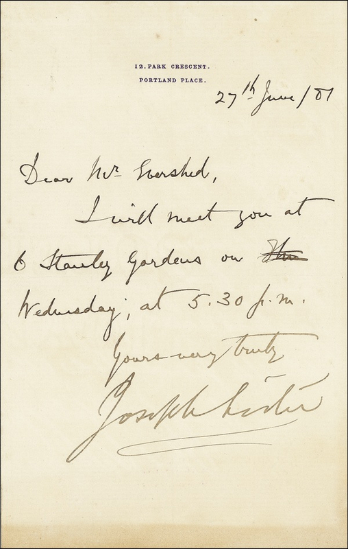 Lot 268 Joseph Lister