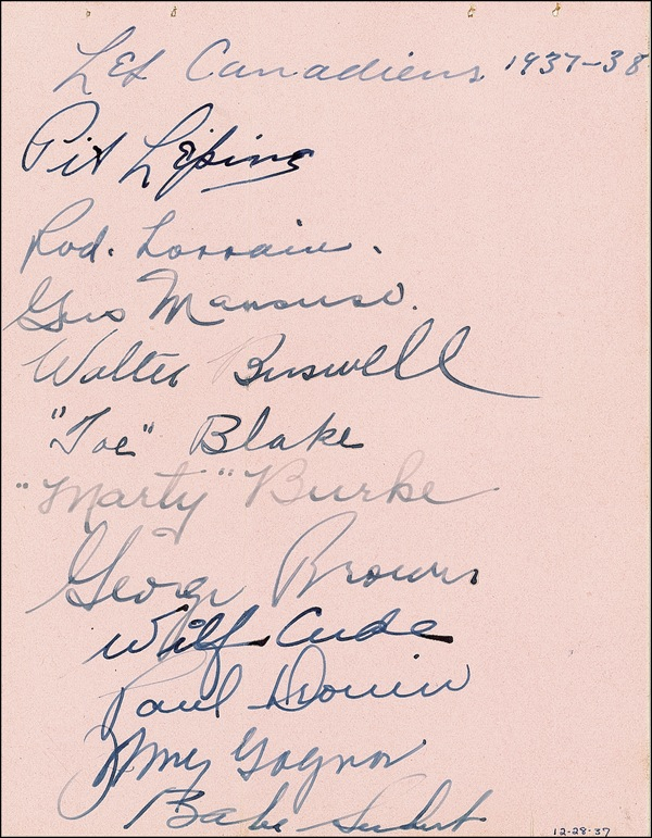 Lot 1495 Babe Siebert and the Montreal Canadiens