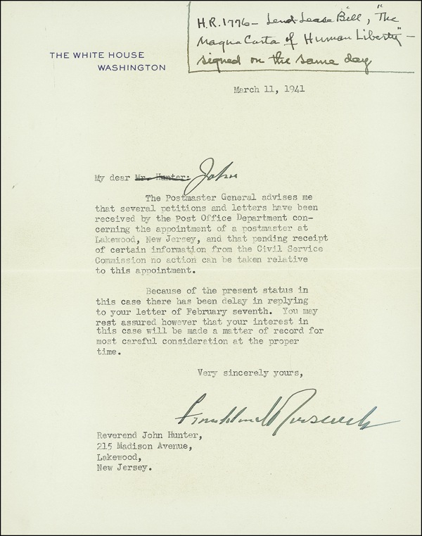 Lot 140 Franklin D. Roosevelt