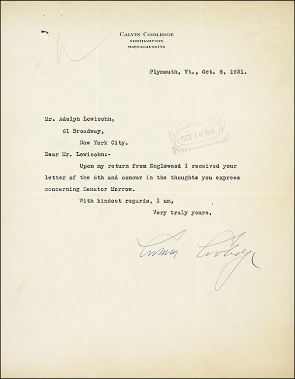 Lot 43 Calvin Coolidge