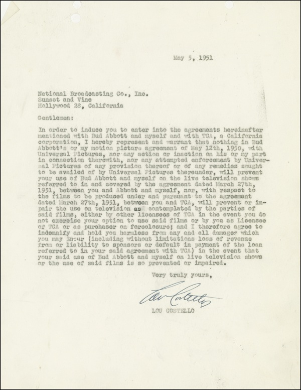 Lot 891 Lou Costello