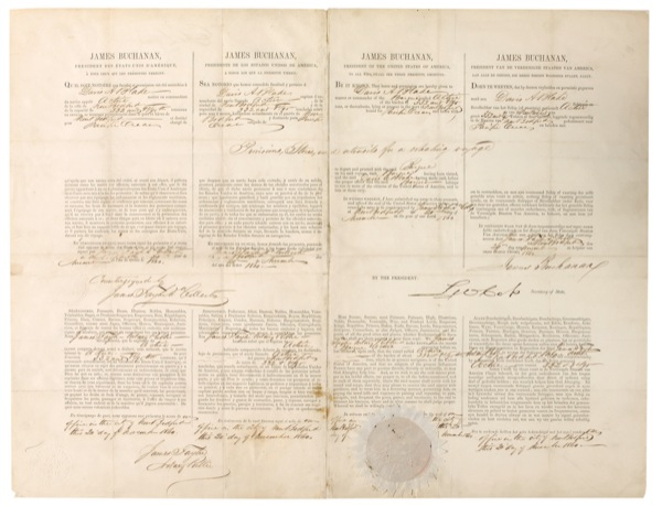 Lot 61  Four-language Ship’s Papers: James Buchanan