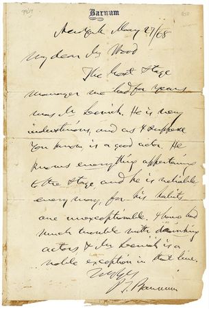 Lot #849 P. T. Barnum - Image 1