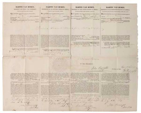 Lot #68  Four-language Ship’s Papers: Martin Van Buren - Image 1