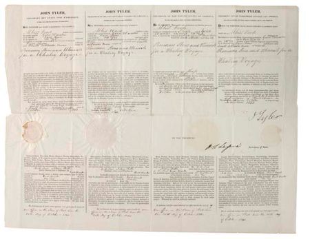Lot #67  Four-language Ship’s Papers: John Tyler - Image 3