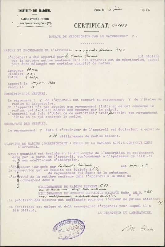 Lot 195 Marie Curie