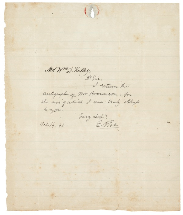 Lot 496 Edgar Allan Poe