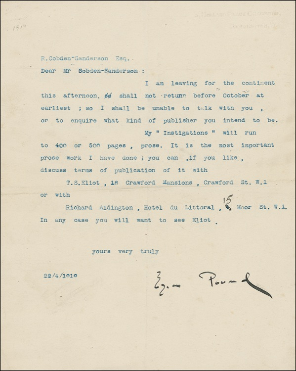 Lot 497 Ezra Pound