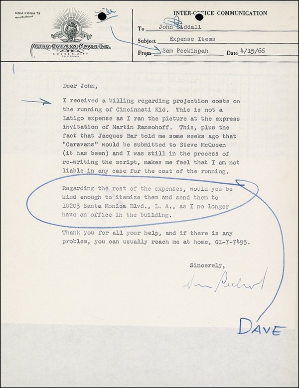 Lot 1069 Sam Peckinpah